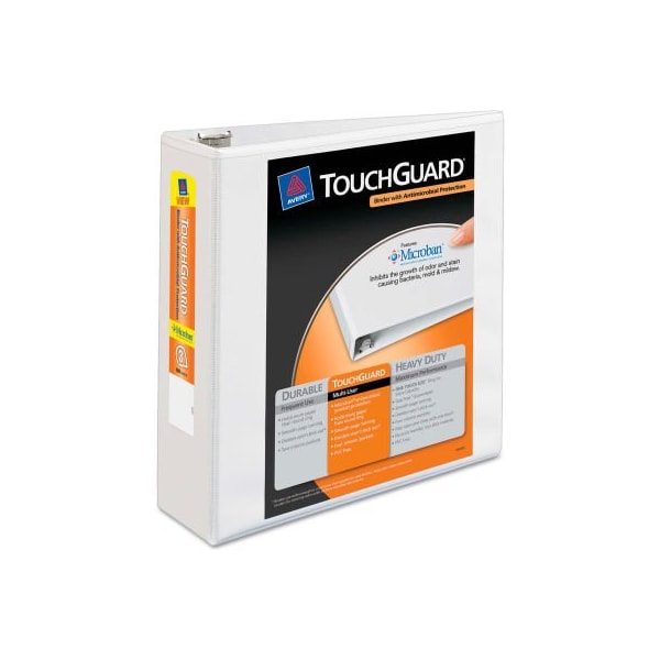 Avery Dennison Avery Touchguard Antimicrobial View Binder with Slant Rings, 3" Capacity, White 17144***** - main